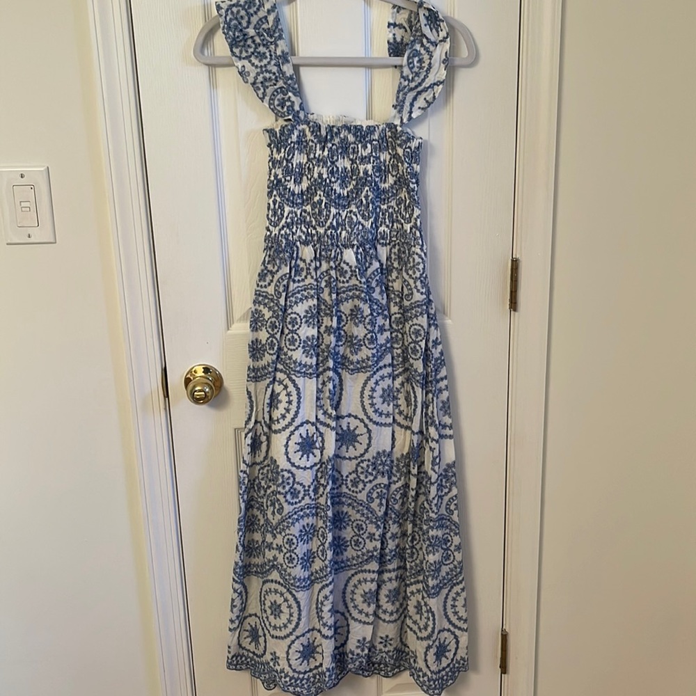 Goodnight macaroon size large blue and white cut out back dress